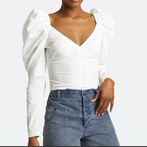 Get Choosy Puff Sleeve Crop Top in White. New with tags.